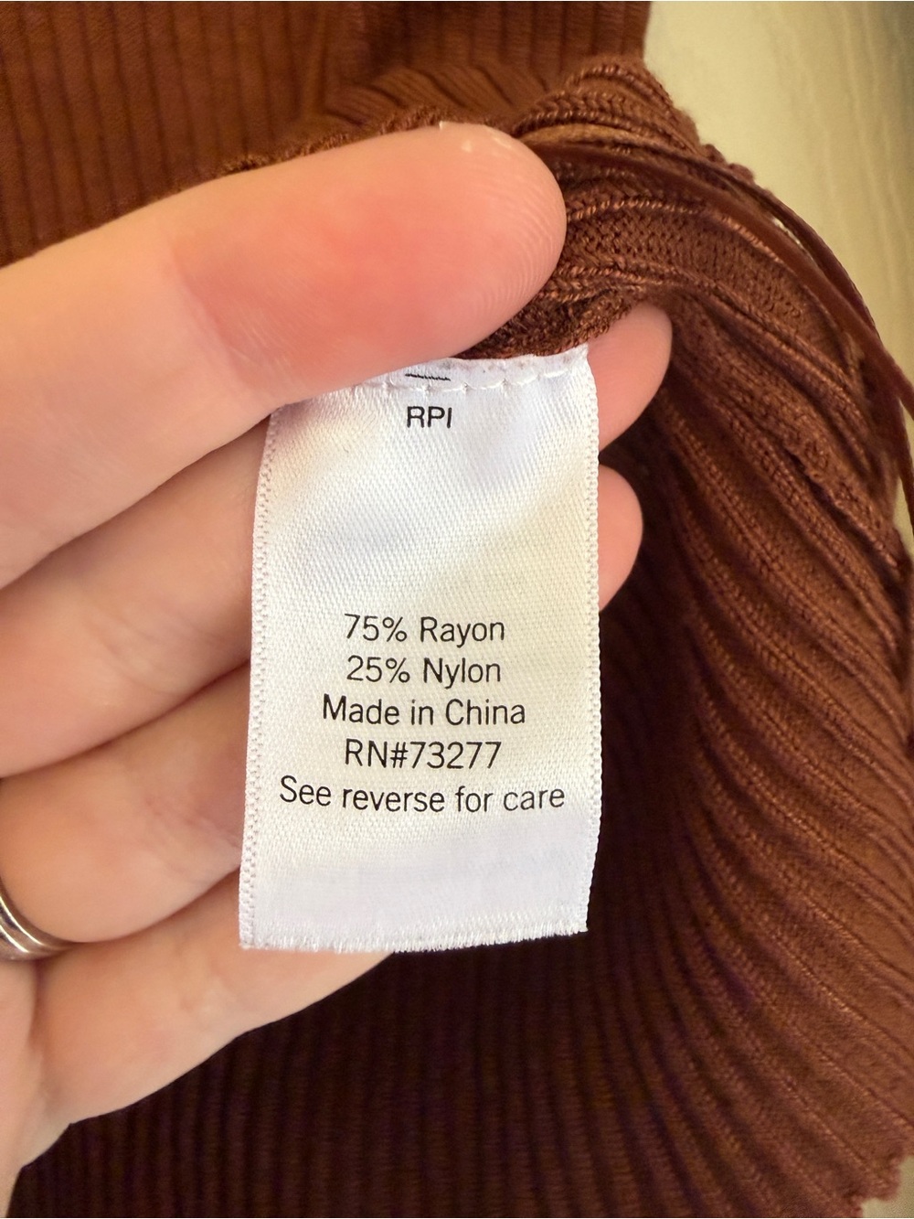 Nine West Rust/brown Ribbed Button-Front Collared Top - Picture 3 of 8